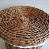 Panier à linge vintage en osier fabriqué à la main dans les années 1970