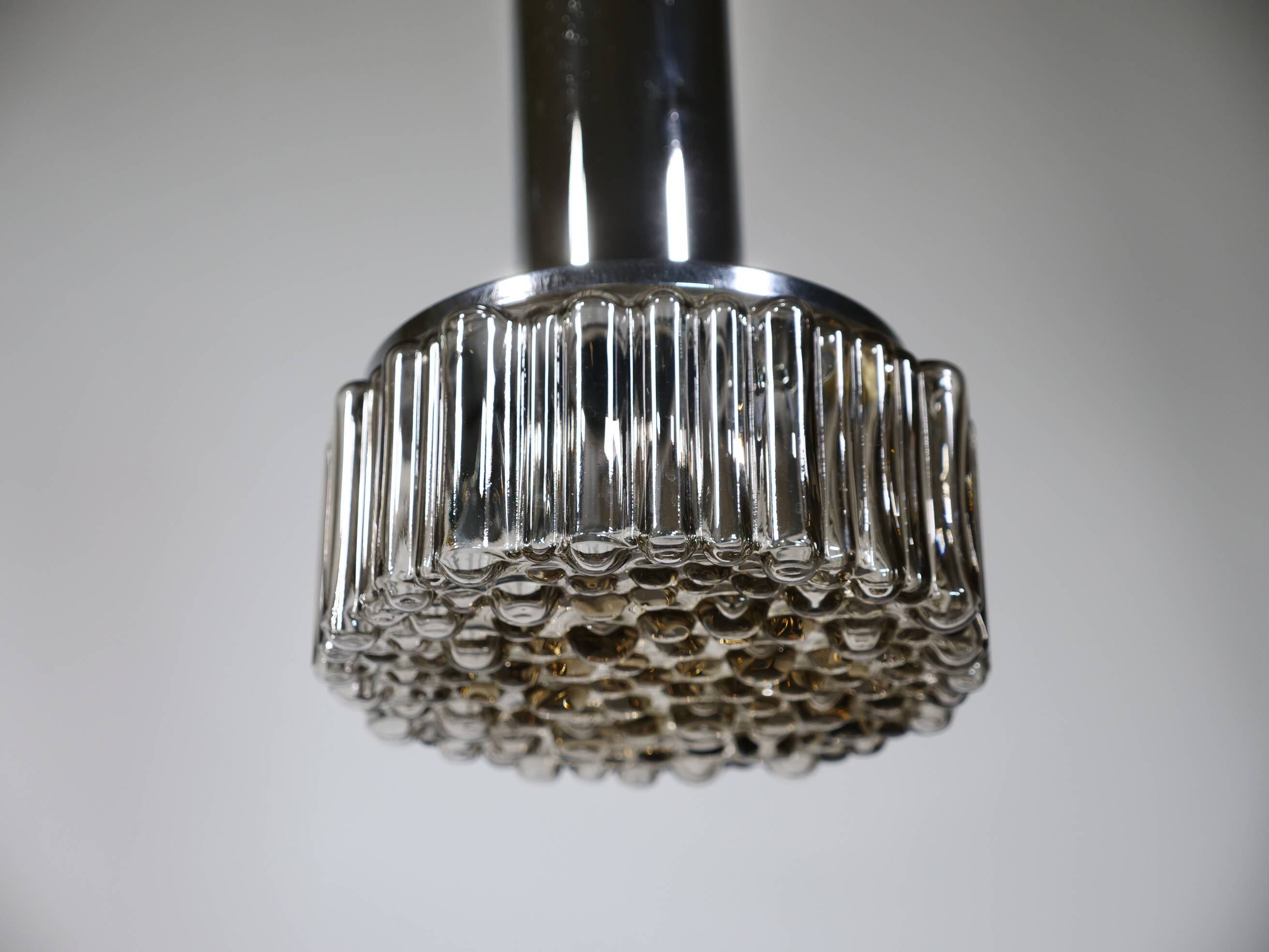 Space Age ceiling lamps bubble glass and chrome by Staff, Set of 4, 1970s