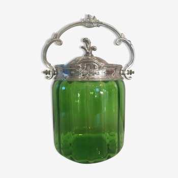 Art Nouveau moulded glass cookie bucket