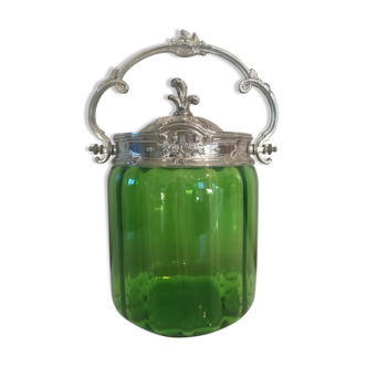 Art Nouveau moulded glass cookie bucket