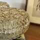 Pair of amber glass ceiling sconces with small vintage flowers.