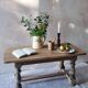 Old farmhouse coffee table in solid oak - turned legs and stretcher.