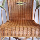 Antique two-tone rattan armchair