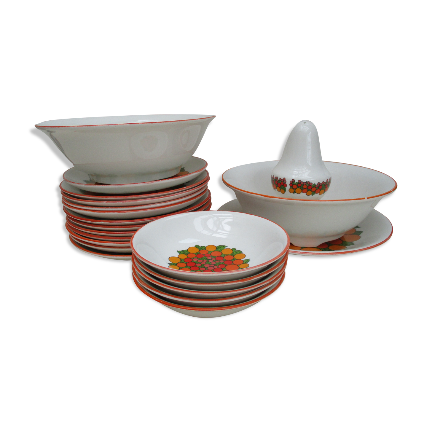 Gien ceramic "desserts" service - fruit, cake, cream