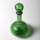 Vintage Emerald Green Glass Decanter / Rare Bottle with Stopper / Empoli
