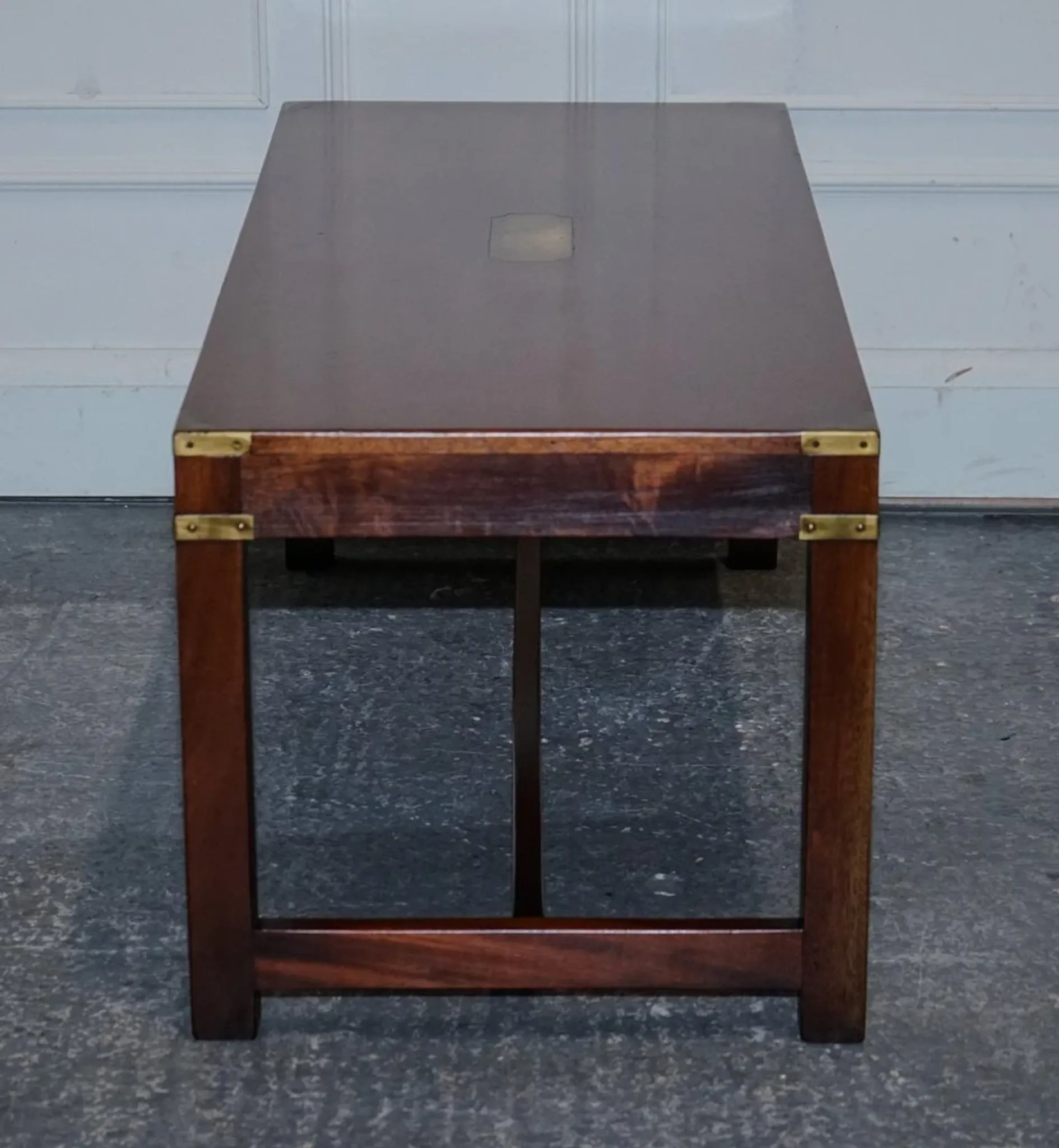 Vintage Reh Kennedy Military Campaign Coffee Table with Brass Fittings from Harrods