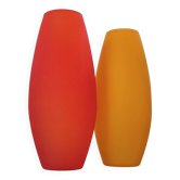 Pair of vintage frosted glass vases