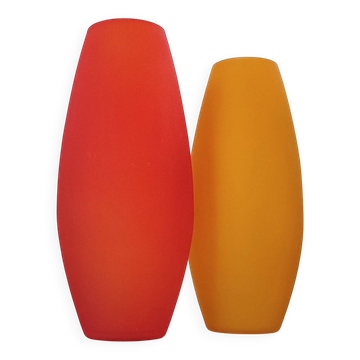 Paire de vases vintage en verre dépoli