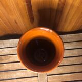 Old soulaines vase france ceramic brown & orange vintage #a393