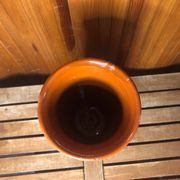 Old soulaines vase france ceramic brown & orange vintage #a393