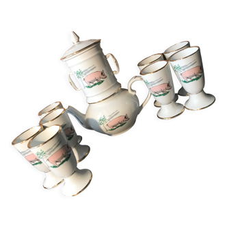 Tea set with pig decor