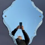 Mirror eventful shape bisauté carved chiseled Venetian mirror of Venice XXth