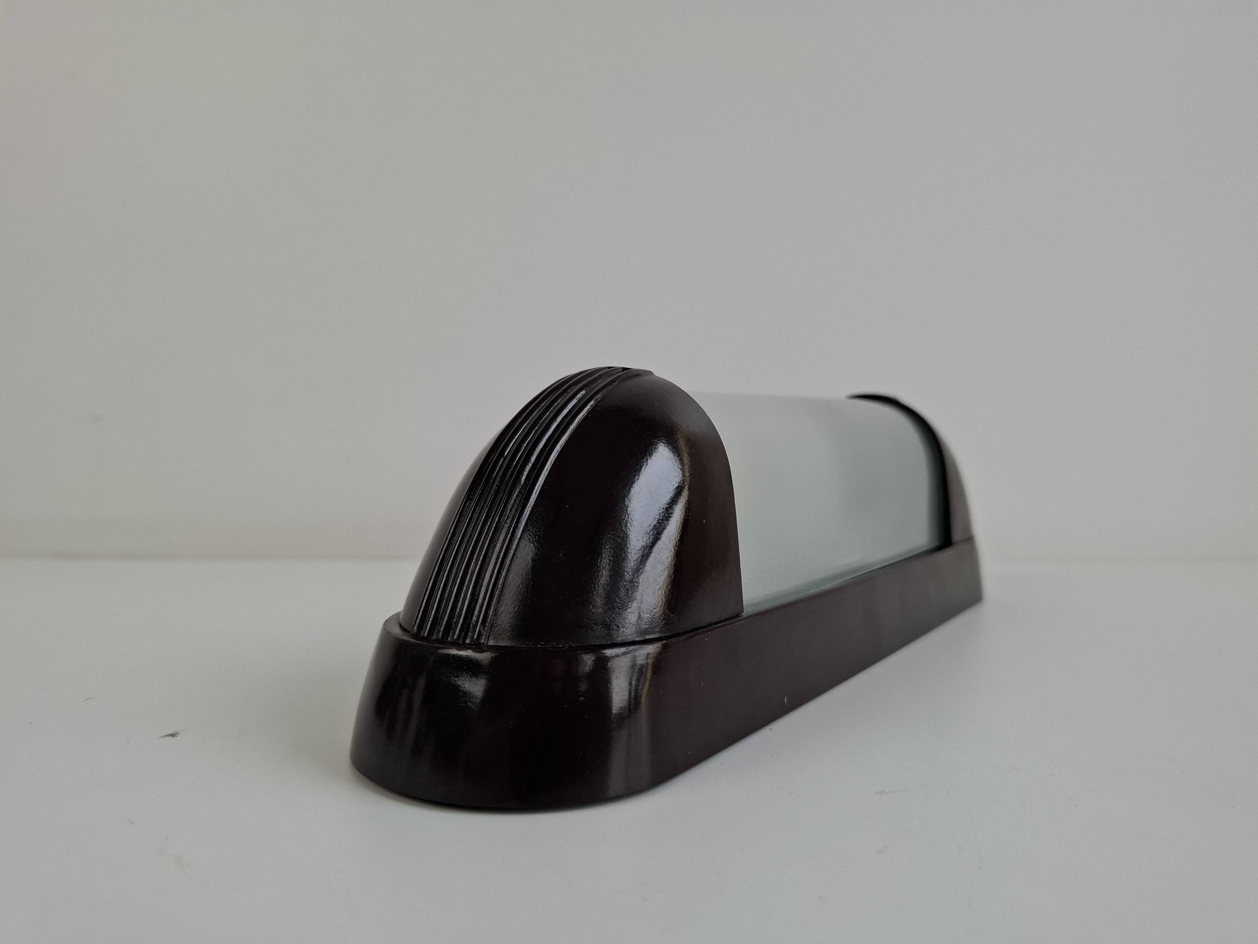 1930s Czechoslovak Art Deco Bakelite Wall Lamp with Frosted Glass