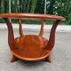 Table basse ovale en bois massif et verre, années 90