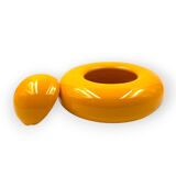 Sergio Asti, Yellow ceramic sculpture / box, Gabbianelli Italy ca. 1971