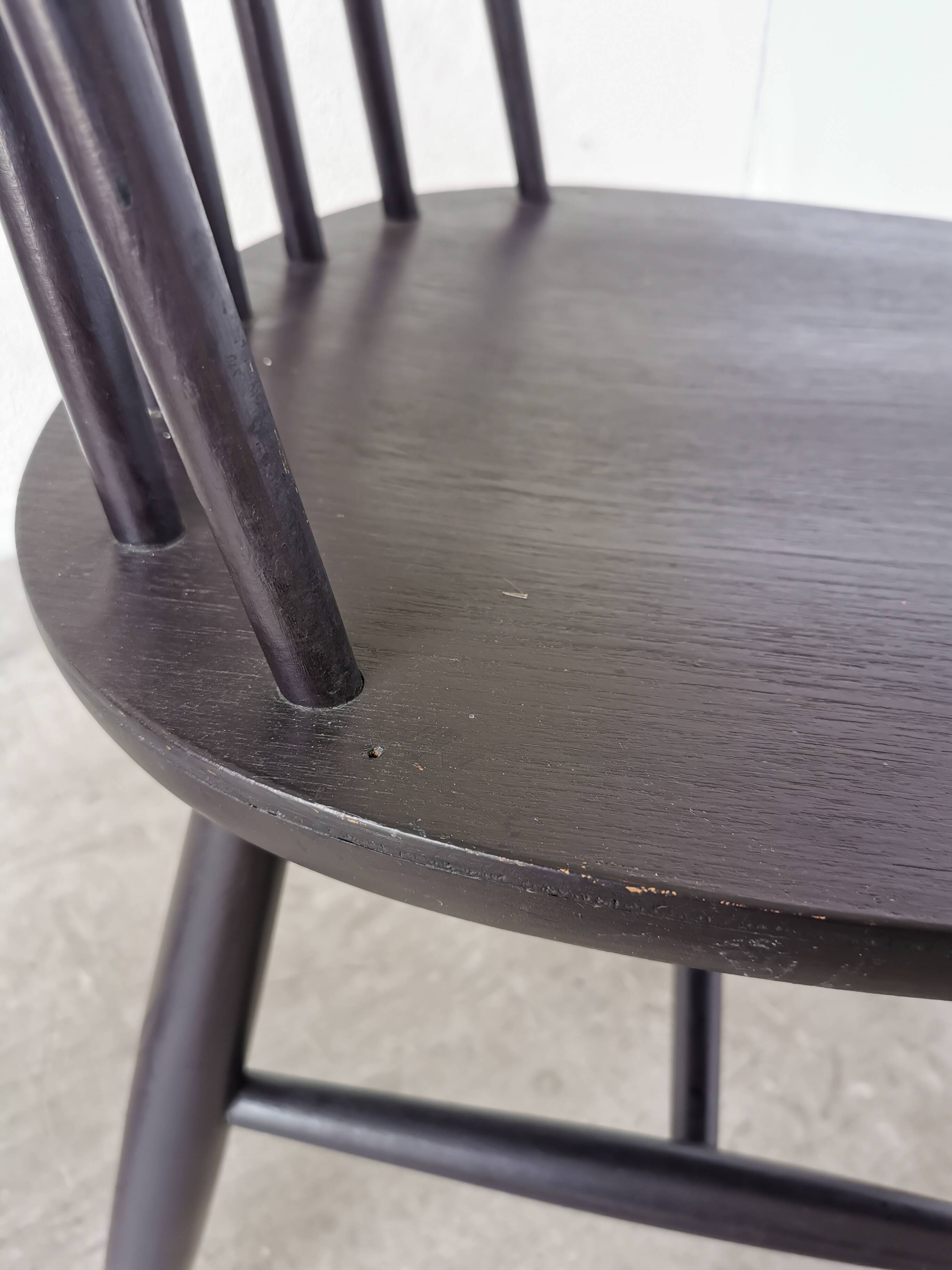 Chaise de salle à manger vintage en hêtre noir : style Ilmari Tapiovaara, scandinave