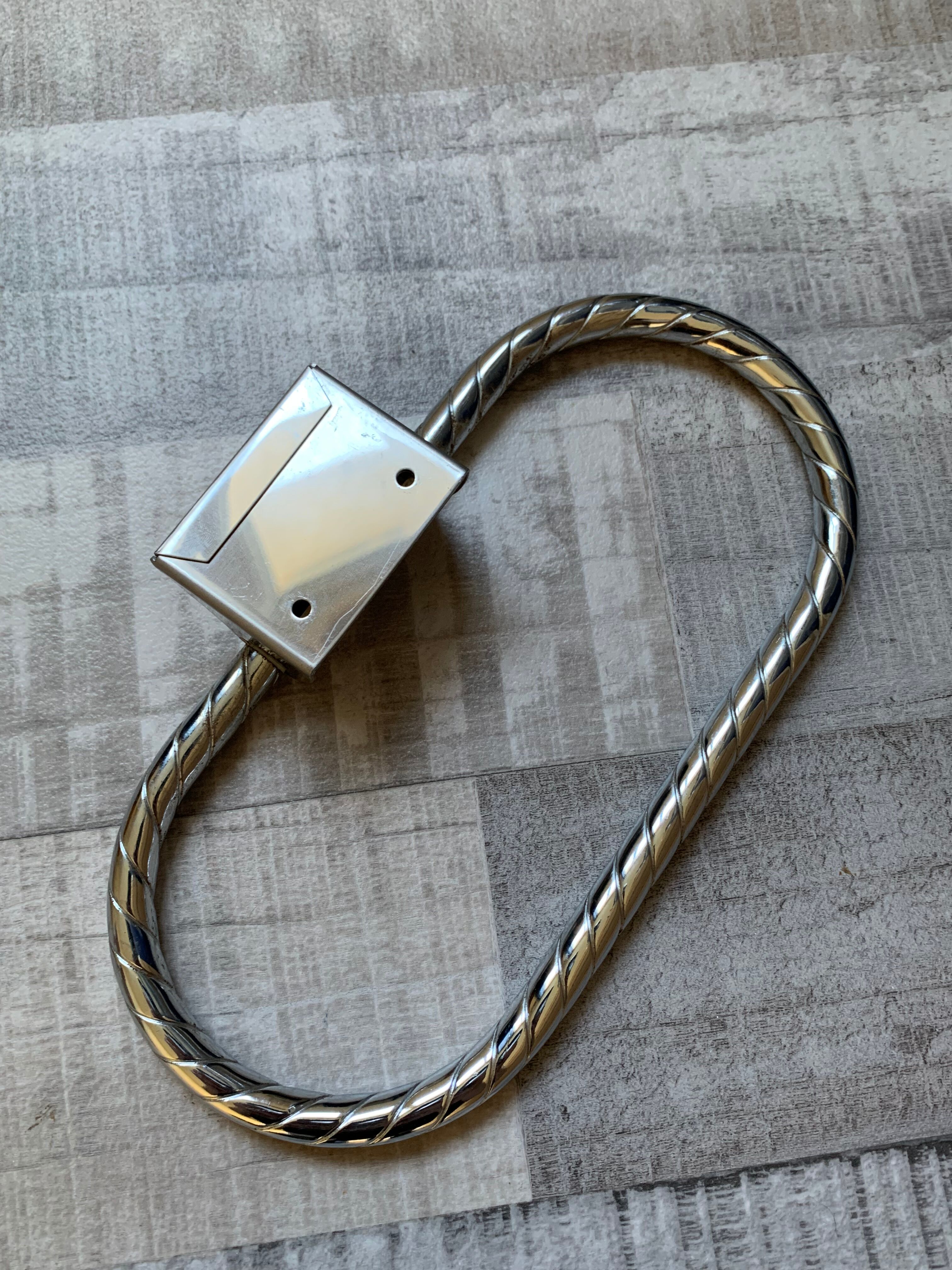 Vintage silver metal towel rack