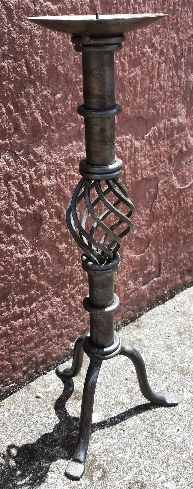 Candle holder or wrought iron candlestick (Height 41 cm)