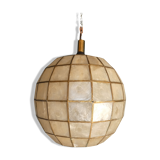 Chandelier / Suspension Philippine Mother-of-Pearl Ball and Brass circa 1970 XXL