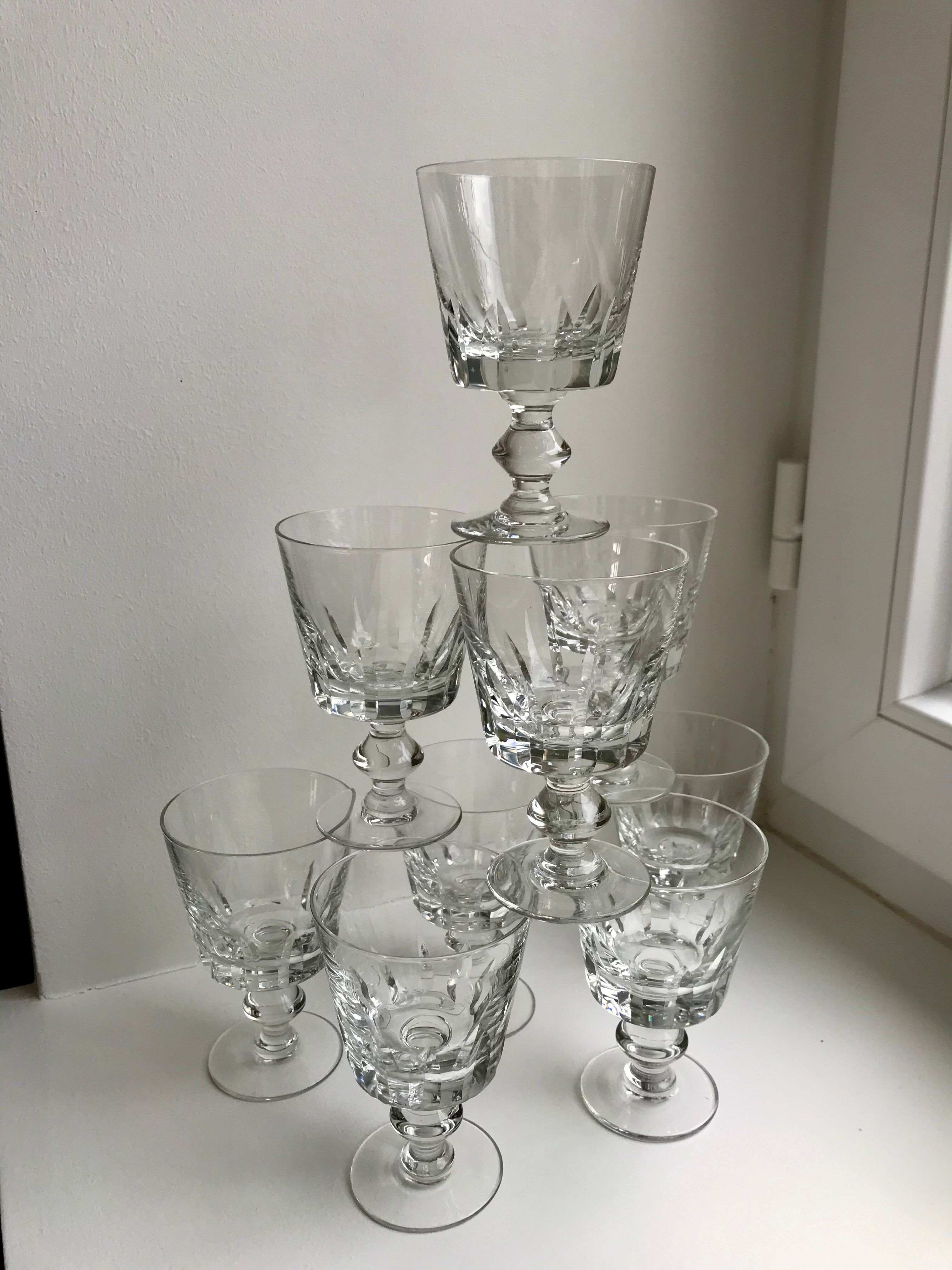 Lot de 9 verres à vin en cristal début XXème