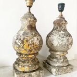 Paire de lampes balustres en pierre ancienne