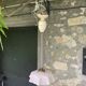 Chandelier, pink opaline suspension and white interior, complete antique