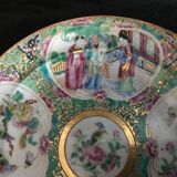 Canton porcelain plate - Character and Bird Decoration - China - 19th Century