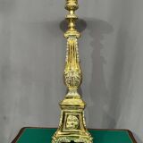 Large solid bronze floor candle holder.