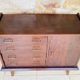 Large vintage chest of drawers with four drawers and one door in oak, circa 1960s
