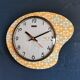 Vintage formica clock silent asymmetrical wall pendulum "DMS green orange"