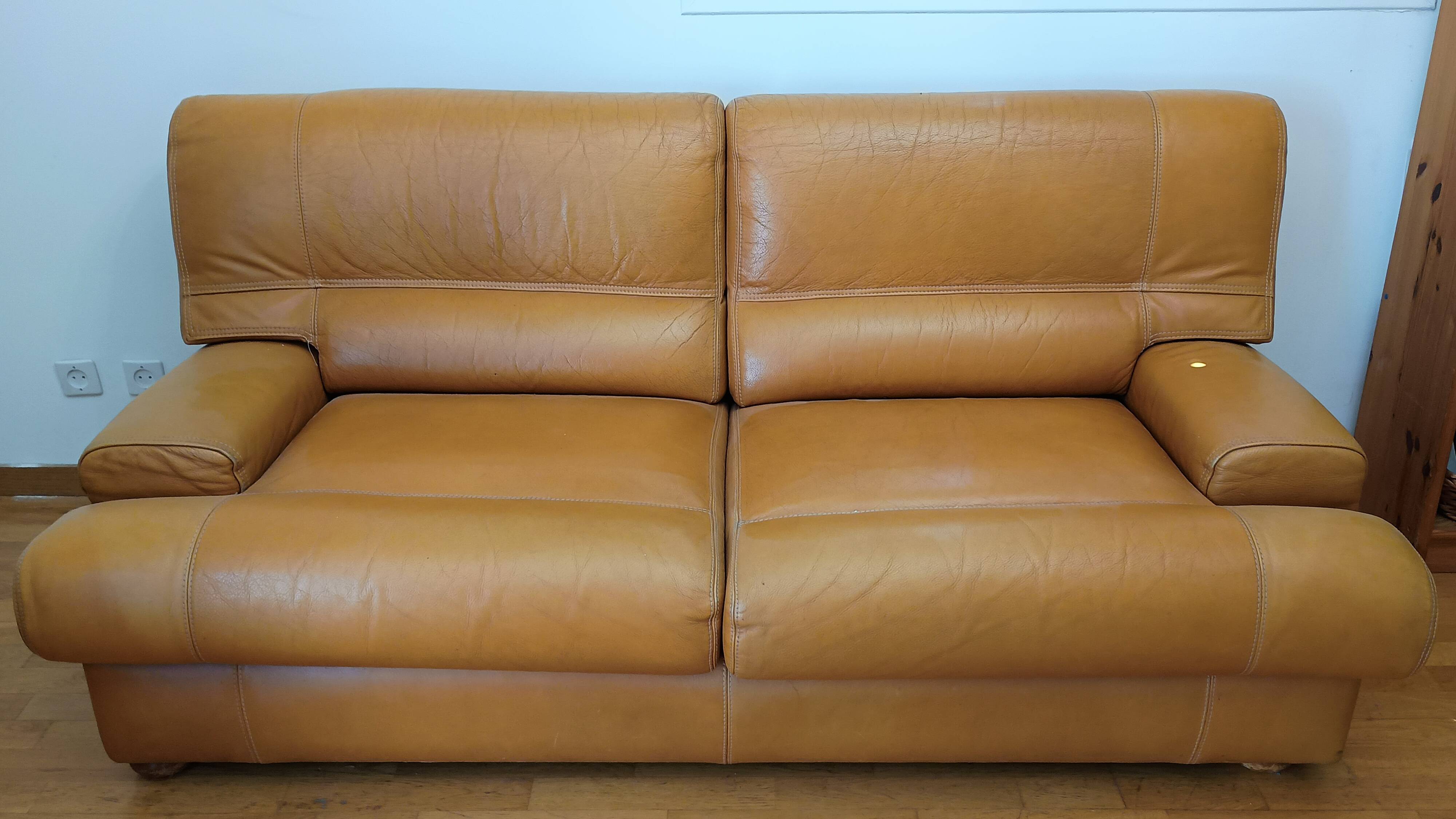 Camel leather sofa