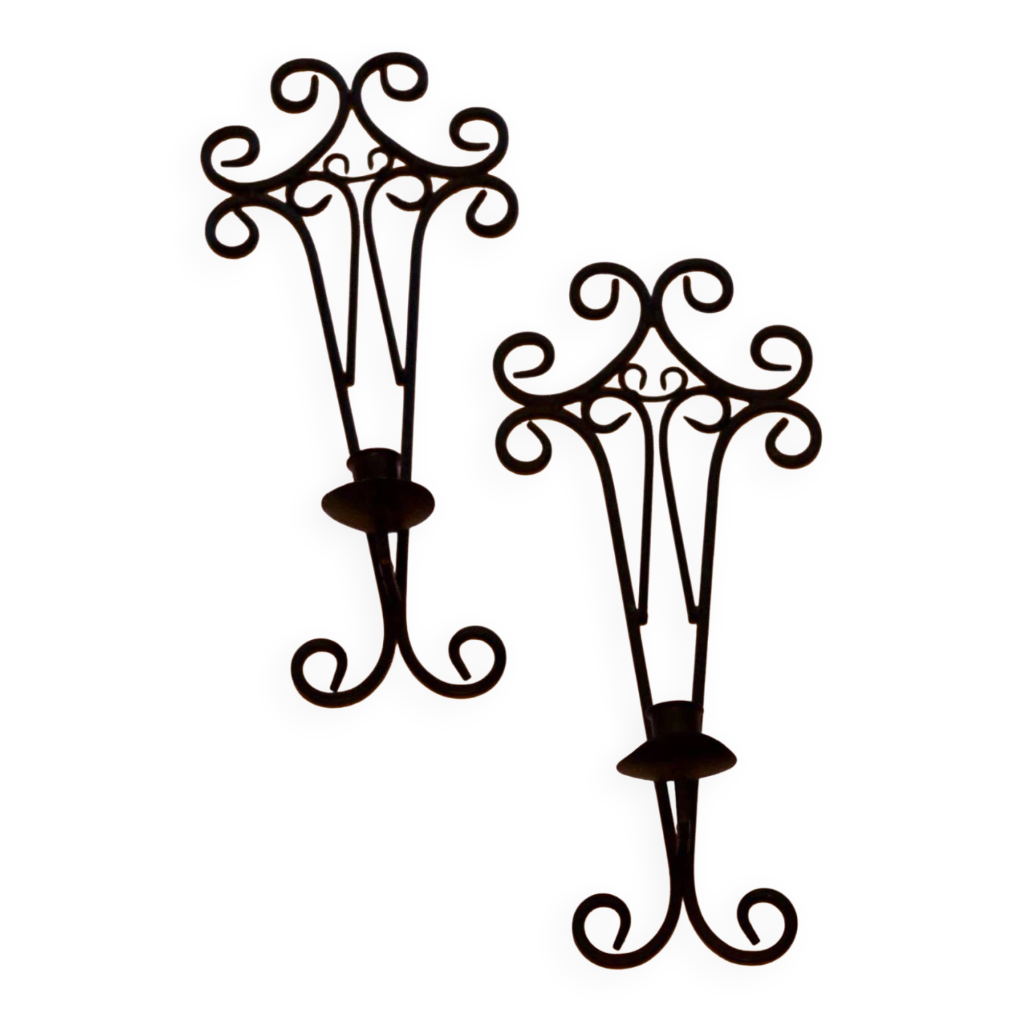 Pair of vintage black metal sconces