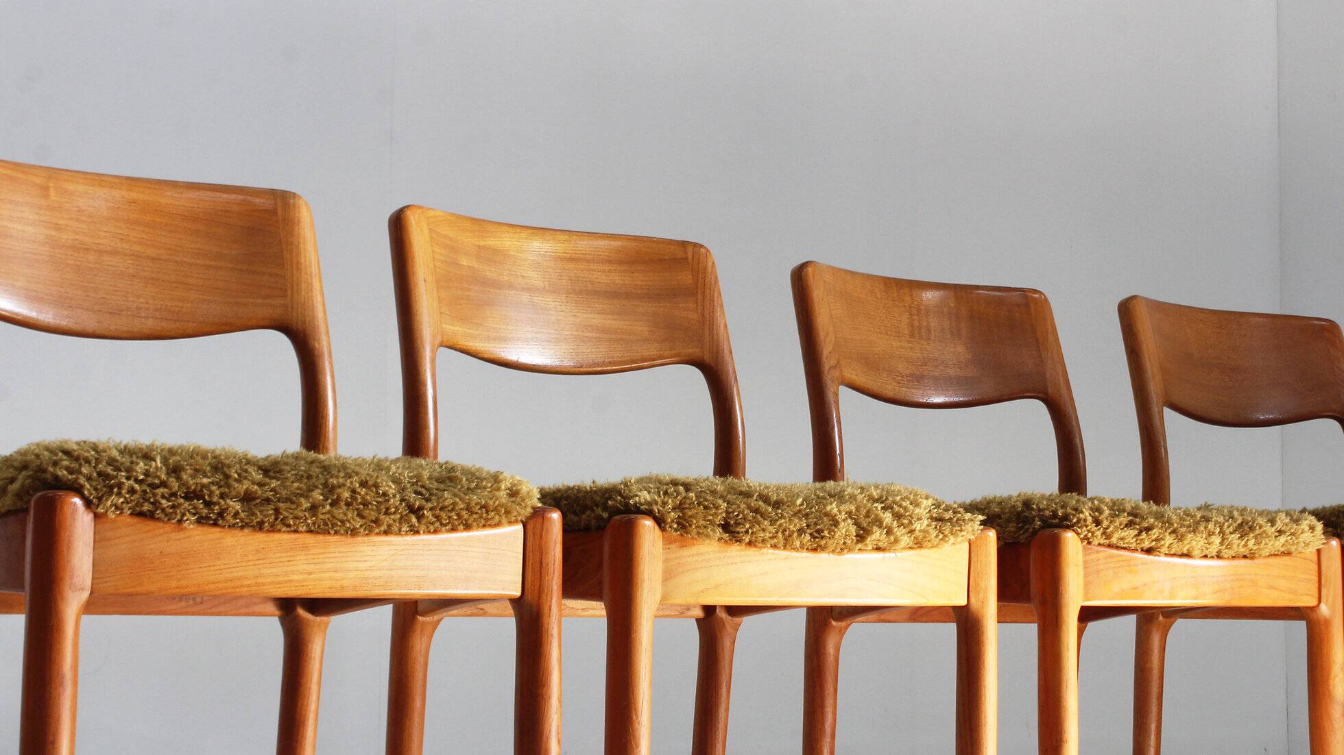 Vintage Danish solid teak dining room chairs Juul Kristensen set of 6