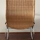 Bauhaus style rocking chair, chrome metal, rattan and beech wood, 1960-70