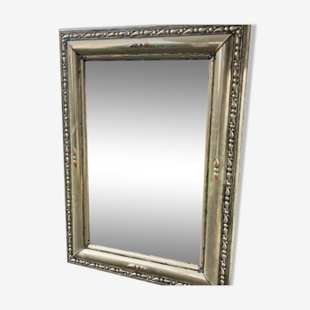 Mirror in silver metal and natural stone 1m/1m40