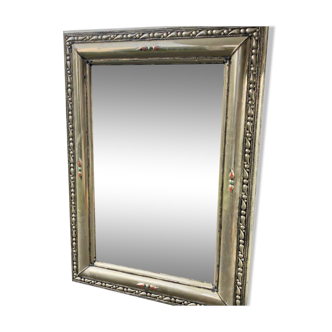 Mirror in silver metal and natural stone 1m/1m40