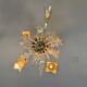 Asymmetrical Venetian chandelier in colourless and gold Murano glass, circa 1980.