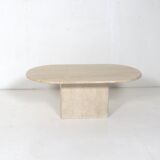 Table basse ovale en travertin taille moyenne