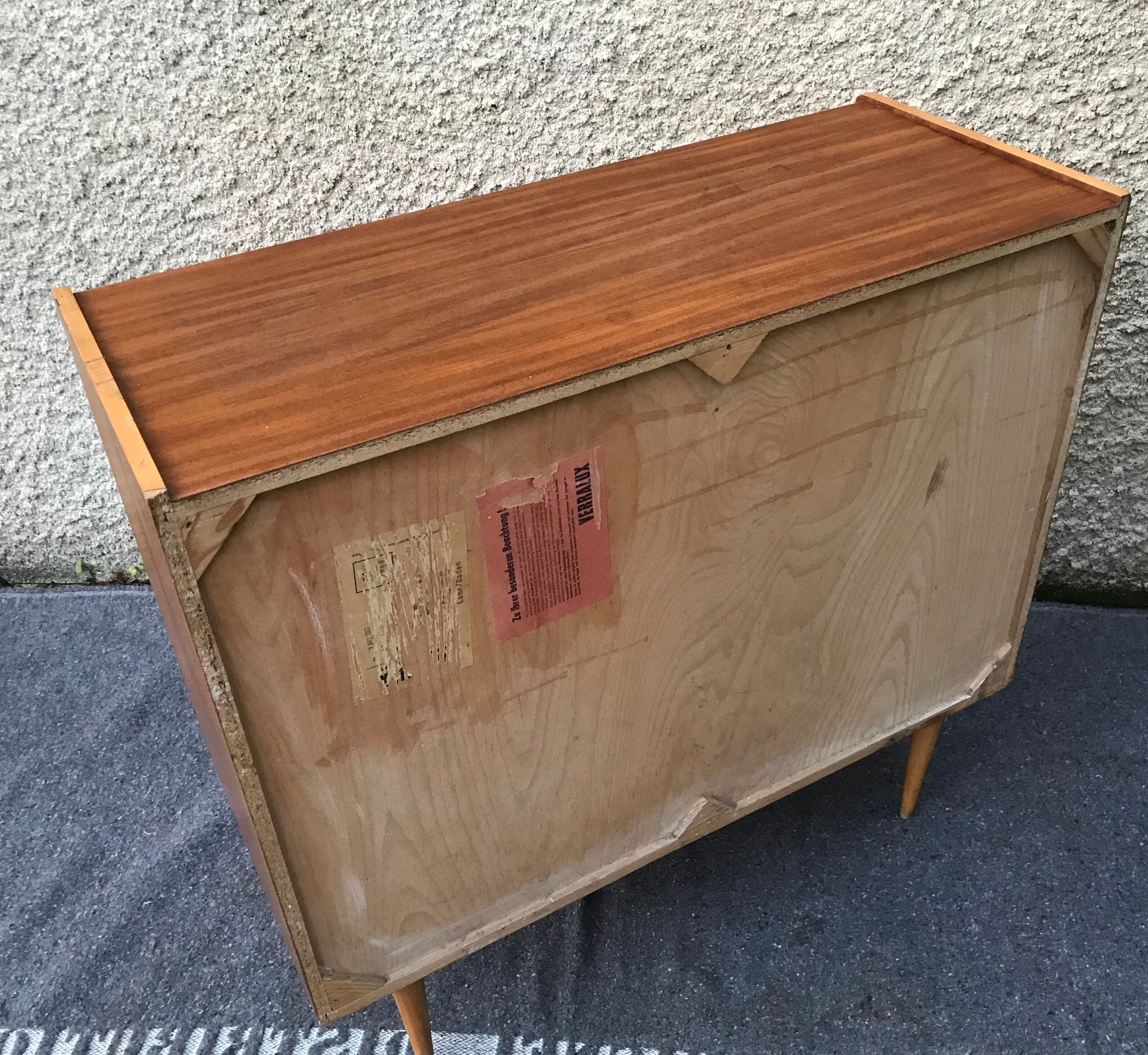 Sideboard stand vintage storage cabinet blond walnut veneer 1960-1980's