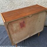 Sideboard stand vintage storage cabinet blond walnut veneer 1960-1980's