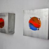 Pair of space-age wall lights, "fusing" glass, Germany, 1970