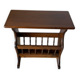 Turned wood magazine rack side table – vintage rustic style