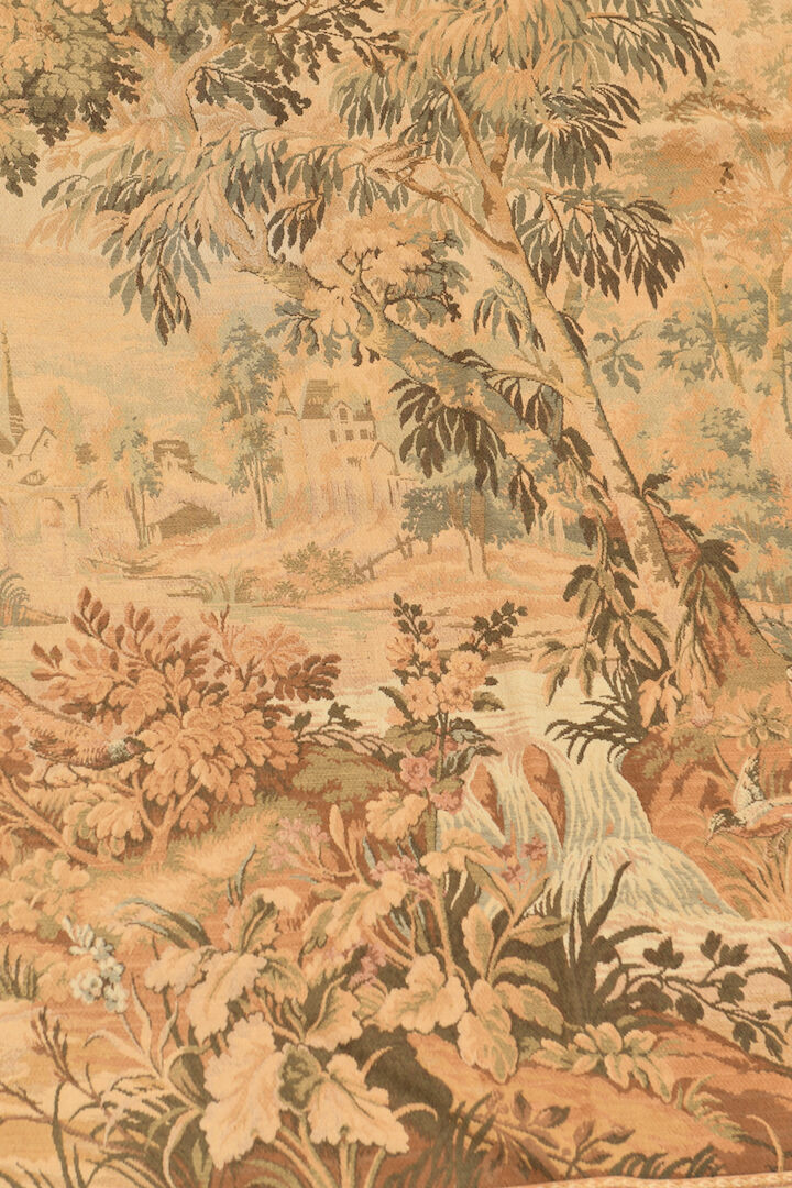 Tapestry depicting birds in the park of a castle