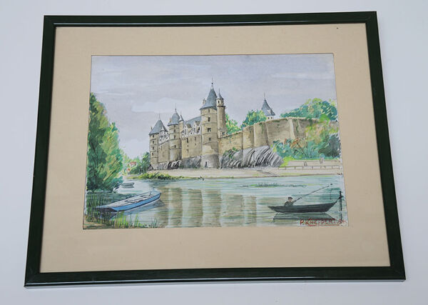 Tableau aquarelle signé P. Kneppert, Le Château