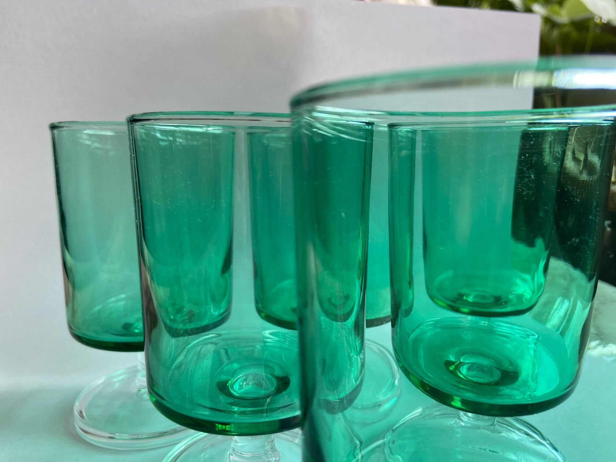 Set of 6 mint green glasses