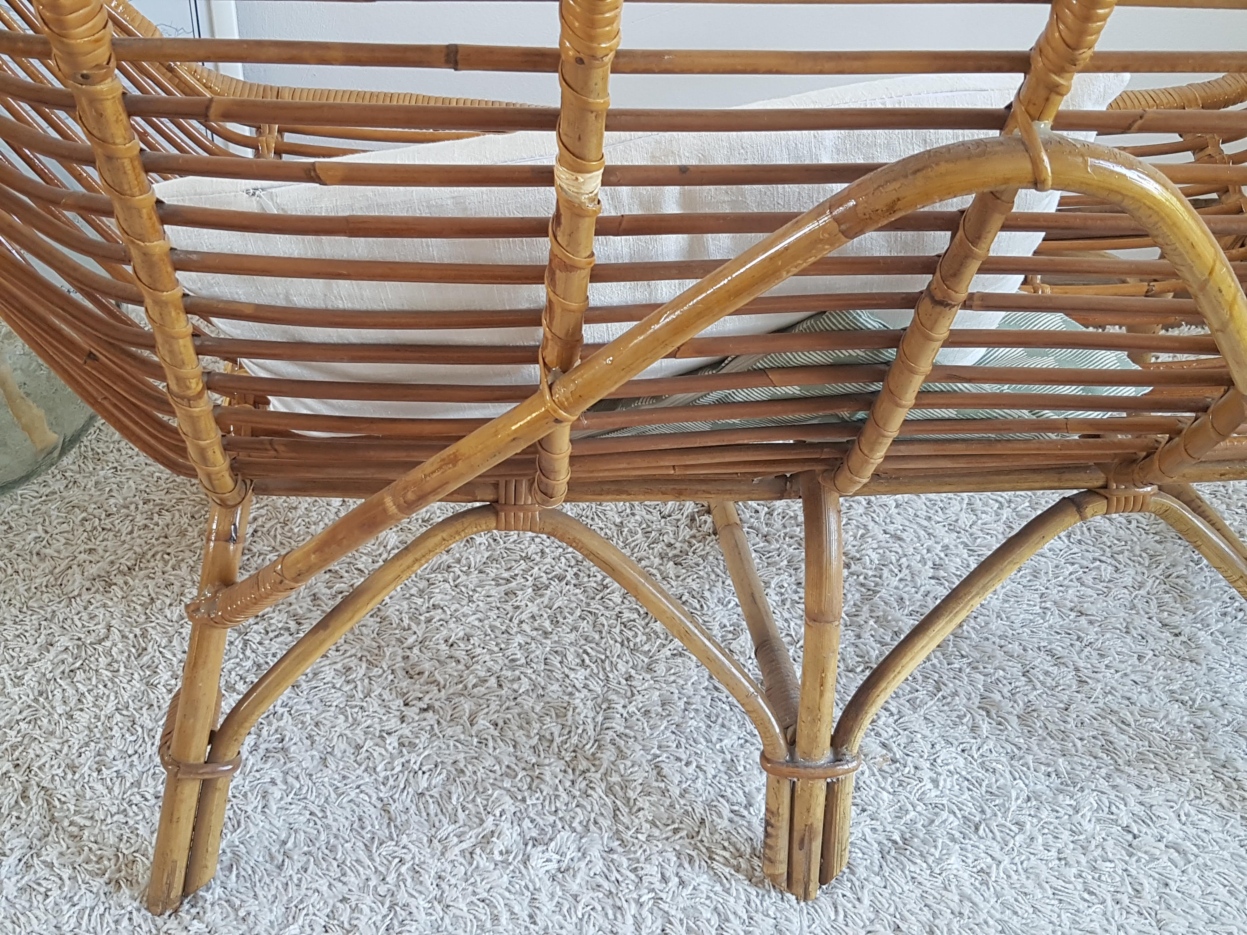 2 seater rattan bench