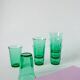 Set of 7 vintage green glass water glasses 1970