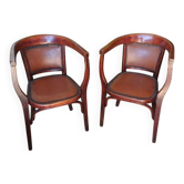 Pair of vintage FISCHEL bistro cabriolet armchairs
