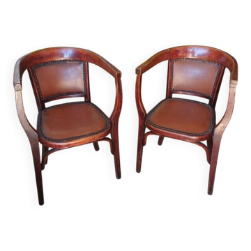 Paire de fauteuils cabriolets de bistrot Fischel vintage