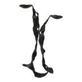Sculptural brutalist floor candlestick made of hand-forged iron from the 1950s.